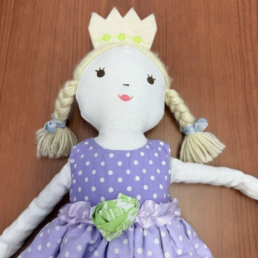 Pottery Barn Kids Princess Doll 30” Purple Polka Dot Cloth Plush 2011 PBK